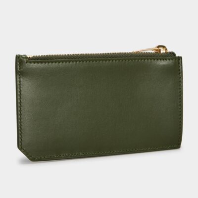 حافظة بطاقات YSL Fragments Zipped بلون داكن Pine