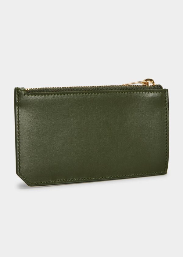 حافظة بطاقات YSL Fragments Zipped بلون داكن Pine