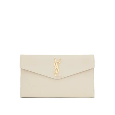 YSL Uptown 纹理 De Poudre 压纹 皮革 Blanc 复古 小包