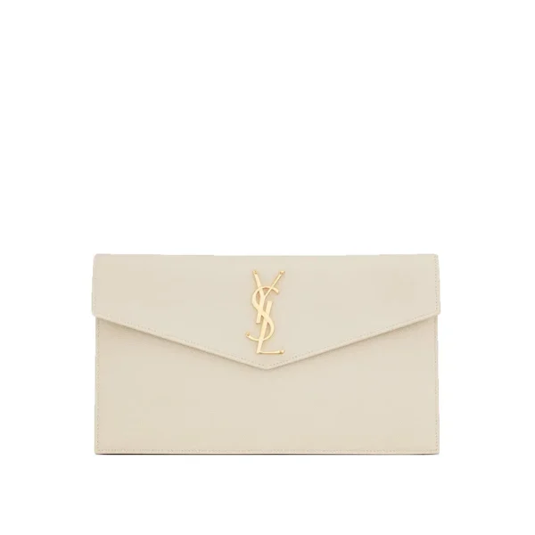 2934b529dcd7499df58b5e50d0ee8349 YSL Uptown Pouch Grain De Poudre Embossed Leather in Blanc Vintage