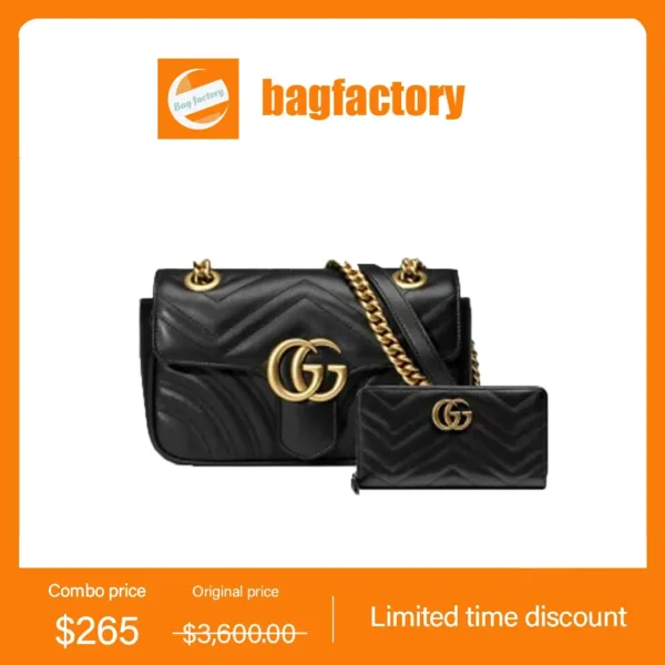 Gucci Marmont small shoulder bag+GG Marmont zip around wallet