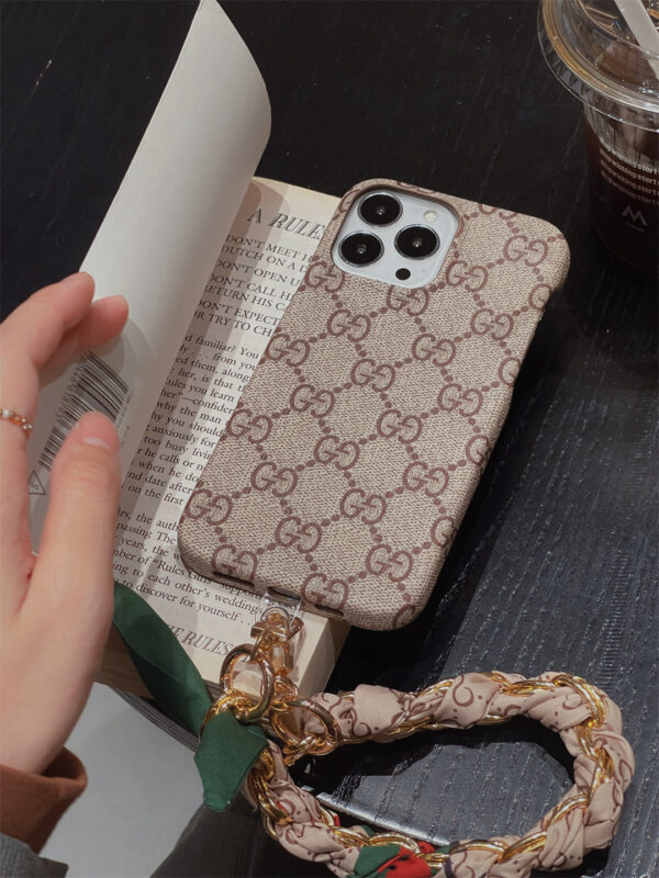 LUXURY CANVAS APPLE IPHONE CASE DETACHABLE SILK SCARF WRISTBAND Roxy New 2
