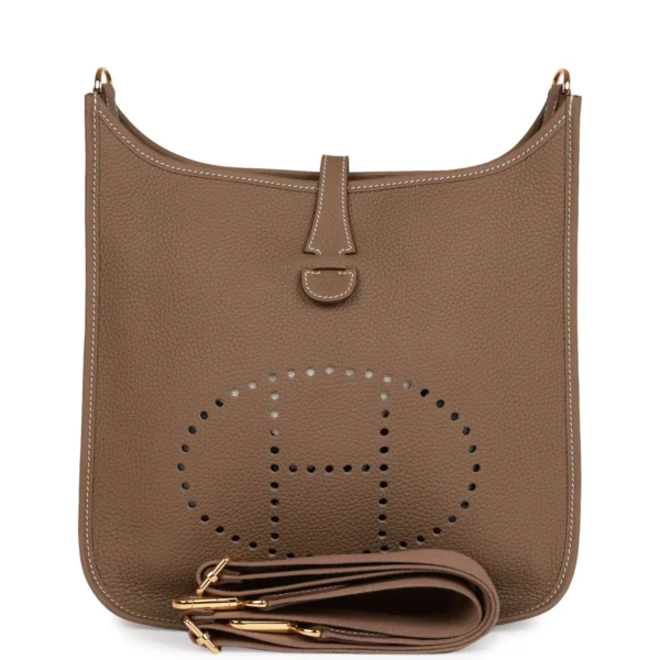 2b5497aa470799ea80ee7d1316d4da86 Hermès Evelyne PM Etoupe Clemence Gold Hardware