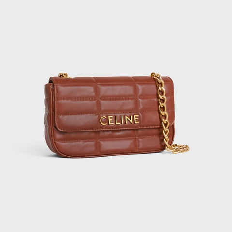 CHAIN SHOULDER BAG MATELASSE MONOCHROME CELINE IN QUILTED GOATSKIN TAN