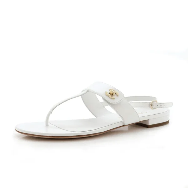 Chanel Women's Turnlock CC Thong Sandals Leather