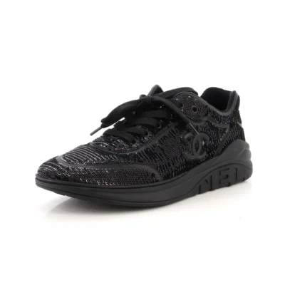 2cacbaf19500e2fa63baf9634e19177f Chanel Women's CC Lace Up Sneakers Sequin Embellished Leather