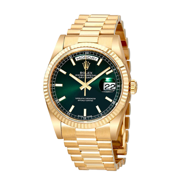 Rolex Day-Date 118238GNSP 36MM Green Dial Yellow Gold-tone Case