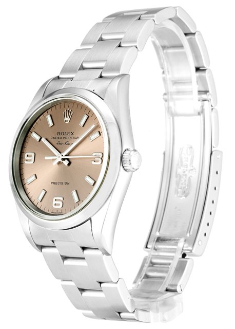 2d25993ef03b03293bc4d58b3e334a7f Rolex Air-king 14000.3 Salmon Quarter Arabic Dial Unisex 34MM