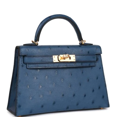 2d5ed07cbddbc99d8edb647a7d720ee4 Hermès Kelly Sellier 20 Bleu Iris Ostrich Gold Hardware