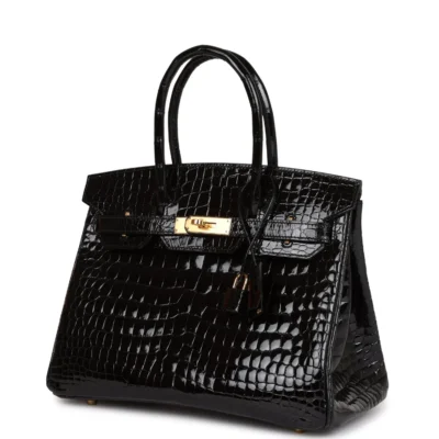 爱马仕 Birkin 30 黑色 亮面 Niloticus 鳄鱼皮 金色五金 包
