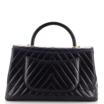 Chanel Coco Top Handle Bag Chevron Calfskin Medium