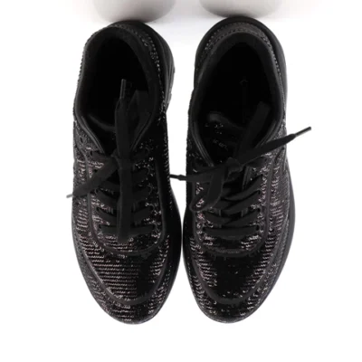 2e054af9fb6287bbb8e82efd2df053d3 Chanel Women's CC Lace Up Sneakers Sequin Embellished Leather