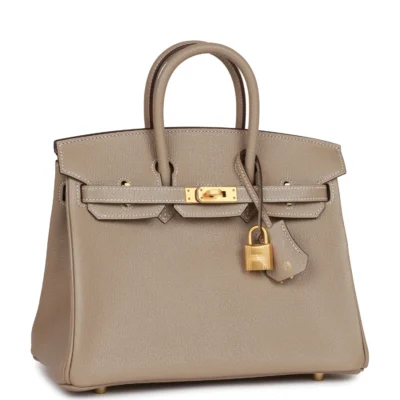 Hermès Special Order (HSS) Birkin 25 Gris Tourterelle Verso Chevre Brushed Gold Hardware