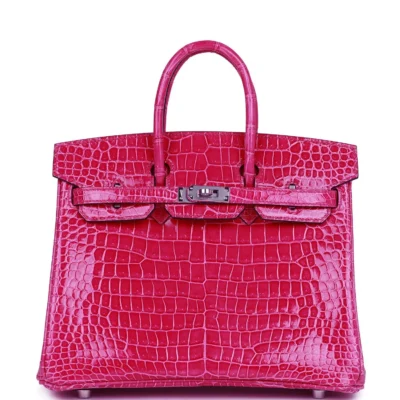 2ecdaf18097d72439541881e593be272 Hermès Birkin 25 Rose Mexico Shiny Porosus Crocodile Palladium Hardware