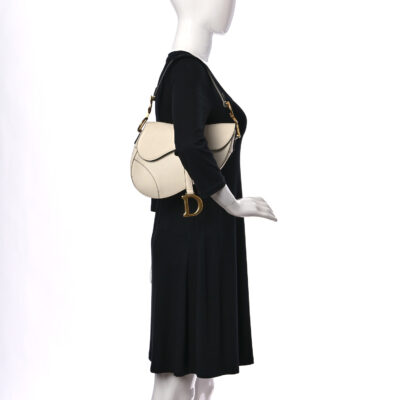2ef47c0fdd61d1936b873d3d98269518 CHRISTIAN DIOR Grained Calfskin Saddle Bag White