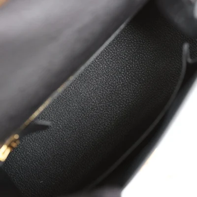 Hermès Kelly Sellier 25 Black Ostrich Gold Hardware