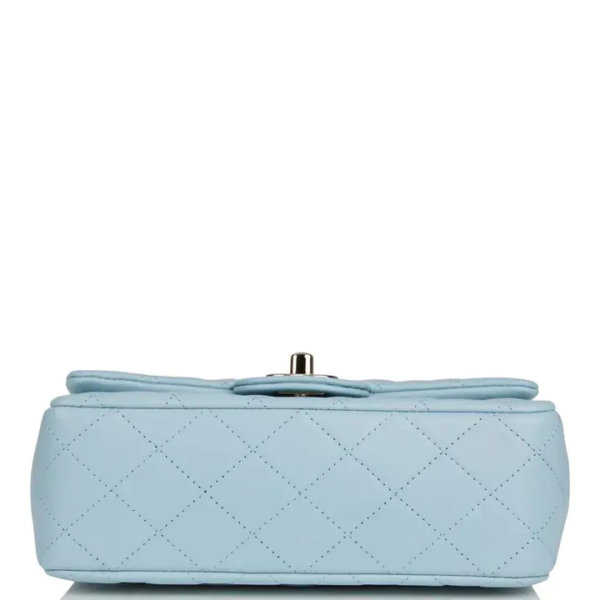 2fd81decf3f53403349a7892218d4c73 CHANEL Mini Rectangular Flap with Top Handle Blue Lambskin Light Gold Hardware