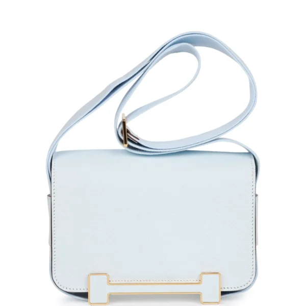 Hermès Geta Bleu Brume Verso Chevre Gold Hardware