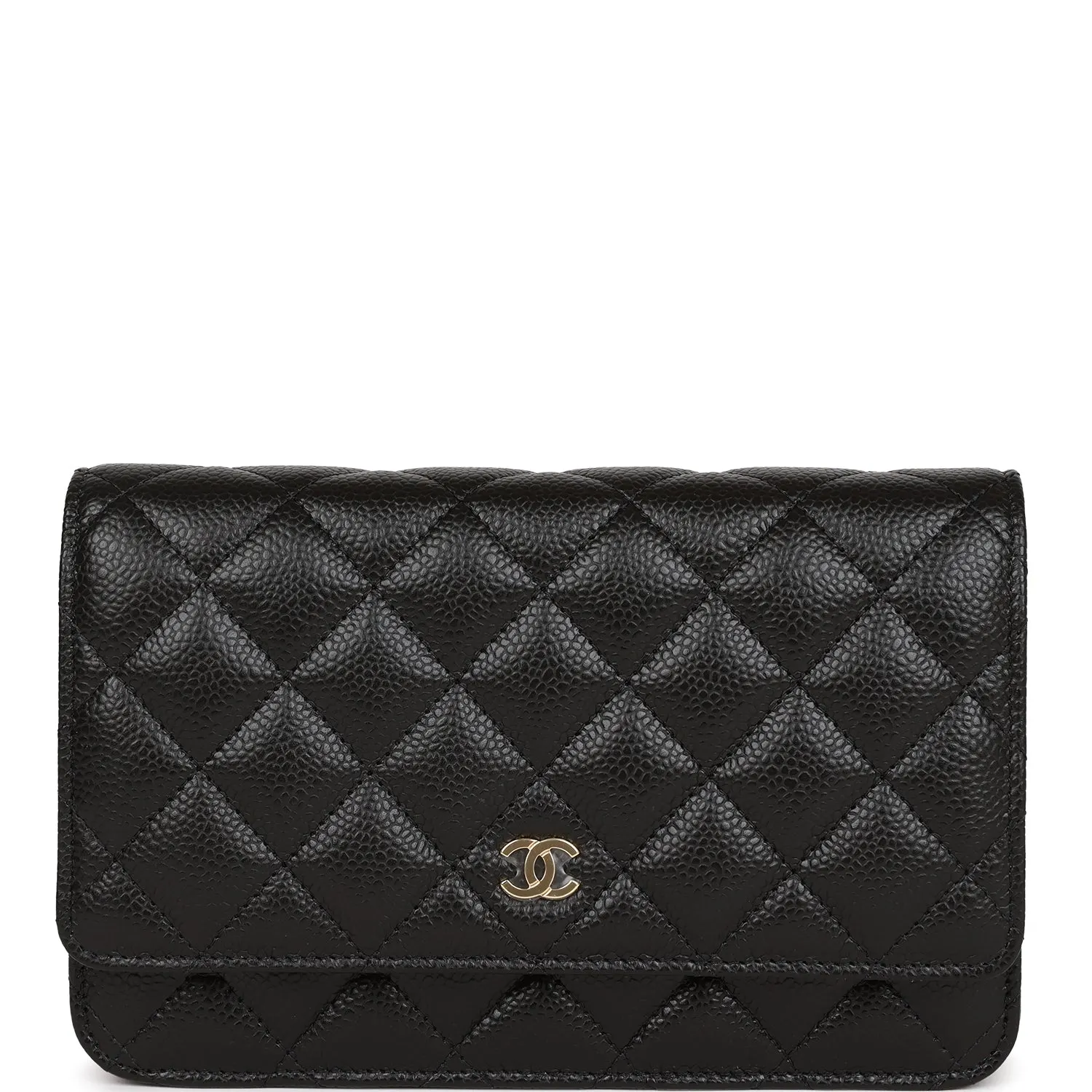 CHANEL portefeuille on chaîne WOC noir cuir caviar finitions dorées