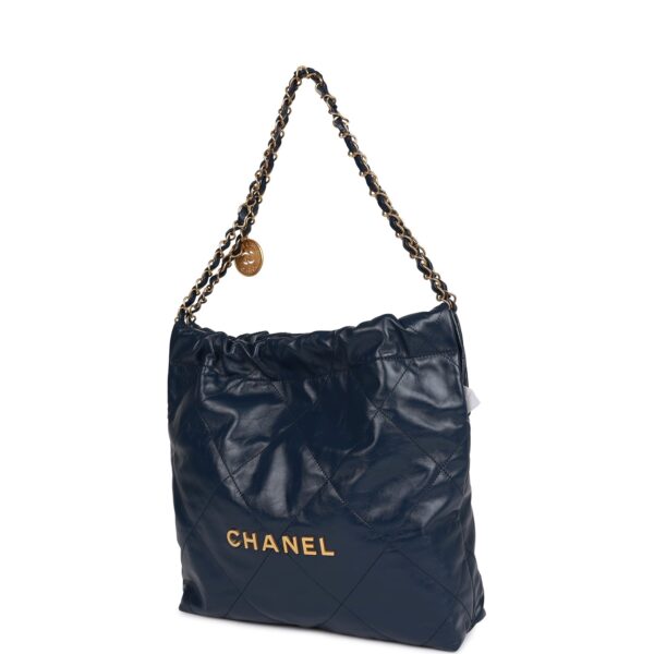 305a10bd50330090438e7eb1bf4eb88d Chanel Large 22 Bag Navy Lambskin Antique Gold Hardware