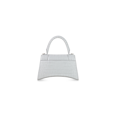 WOMEN'S HOURGLASS SMALL HANDBAG CROCODILE EMBOSSED IN GREY