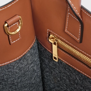 SMALL VERTICAL CABAS CELINE IN TEXTILE WITH CELINE & CALFSKIN GREY / BEIGE