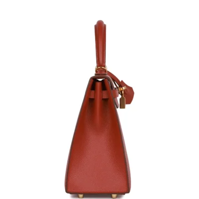 Hermès Kelly Sellier 25 Rouge Venetian Epsom Gold Hardware