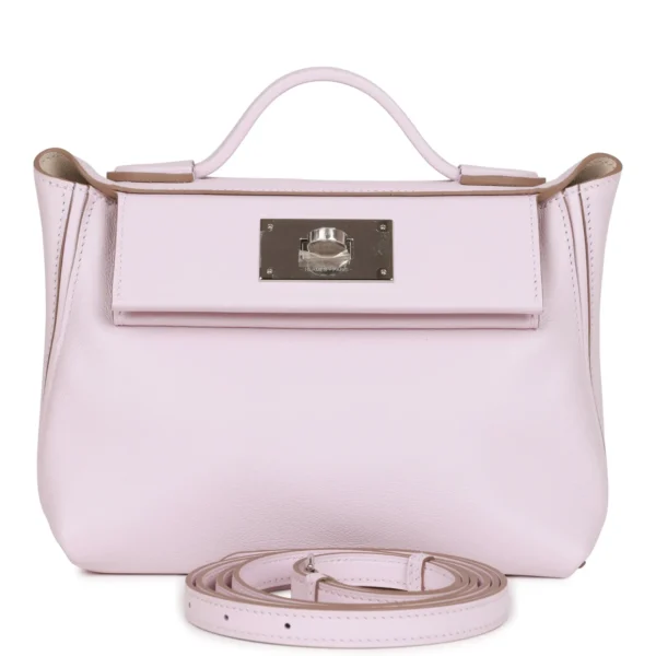 Hermès Mini 24/24 Bag Mauve Pale Verso Evercolor and Swift Palladium Hardware