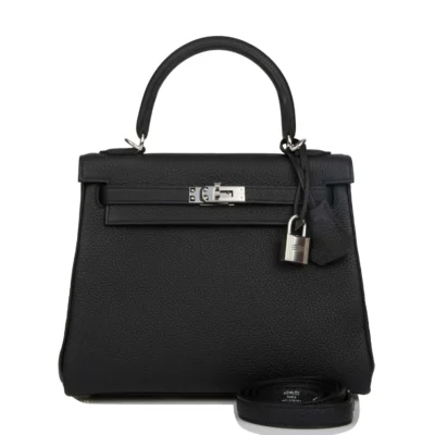 329e716f2086f976e4e3aadf42274679 Hermès Kelly Retourne 25 Black Togo Palladium Hardware