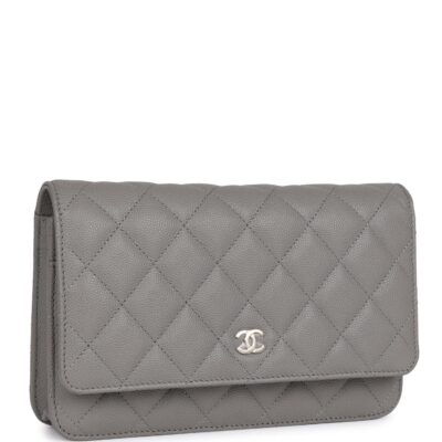 Chanel Wallet on Chain WOC Grey Caviar Light Gold Hardware