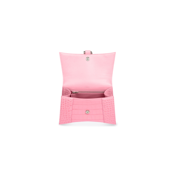 331e9ad68bc0d198181f7d96f251bcfb WOMEN'S HOURGLASS SMALL HANDBAG CROCODILE EMBOSSED IN PINK