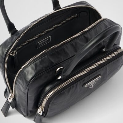 Prada 复古 纳帕皮革 multi-pocket top-handle 黑色 包