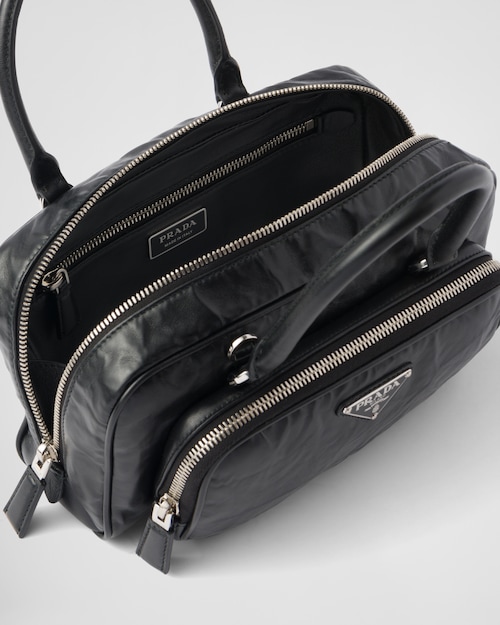 Prada 复古 纳帕皮革 multi-pocket top-handle 黑色 包