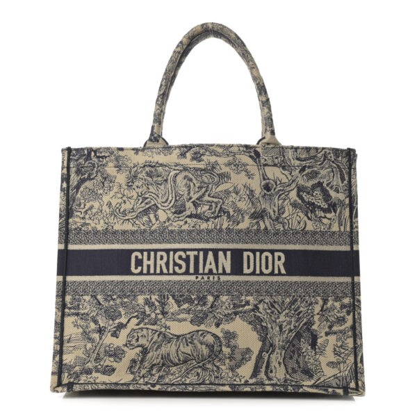 CHRISTIAN DIOR Canvas Embroidered Large Dioriviera Toile De Jouy Book Tote Blue