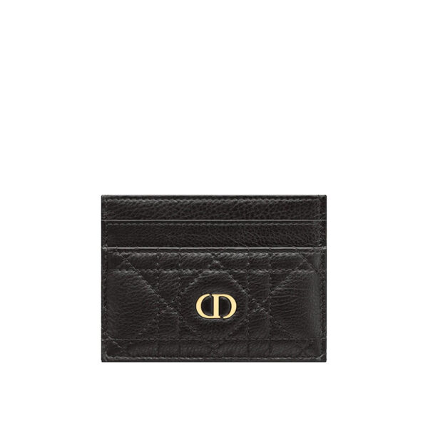 Dior Dior Caro Five-Slot Card Holder in Black Supple Cannage Calfskin