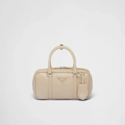 Prada Small antique nappa leather top handle bag - Desert Beige