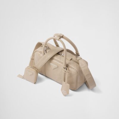 Prada Small antique nappa leather top handle bag - Desert Beige
