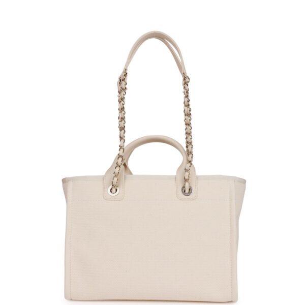 Chanel Small Deauville Shopping Bag White Boucle Light Gold Hardware