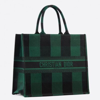 3555cdebdb9ecbecf15722f78b58f603 Dior Book Tote Bag Check Embroidered Canvas