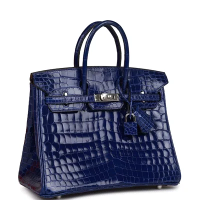 Hermès Birkin 25 Bleu Electric Shiny Niloticus Crocodile Palladium Hardware