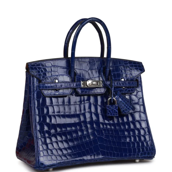 Hermès Birkin 25 Bleu Electric Shiny Niloticus Crocodile Palladium Hardware