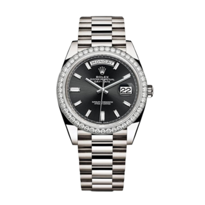 ساعة رولكس Day-Date 228349BKDP 40MM مينا باللون الأسود بعلبة فضية