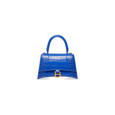 36be6a3dfc4ed6ddf991afba7a8ef9b2 WOMEN'S HOURGLASS SMALL HANDBAG CROCODILE EMBOSSED IN ELECTRIC BLUE