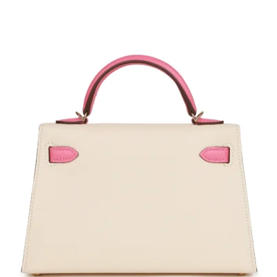 Hermès Special Order (HSS) Kelly Sellier 20 Nata and Rose Azalee Epsom Permabrass Hardware