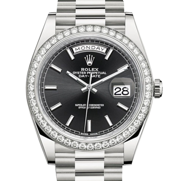 Rolex Day-Date 228349BKSP 40MM Black Dial Silver-tone Case