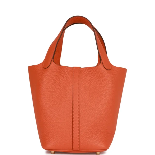 37e2c03556be33924c44bdec50a91321 Hermès Picotin Lock 18 Orange Clemence Gold Hardware