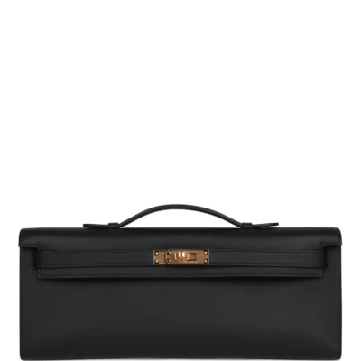 Hermès Kelly Cut Black Swift Gold Hardware