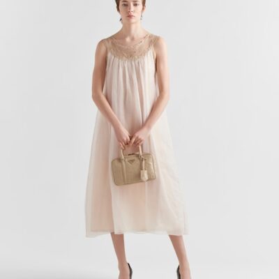 Prada Medium antique nappa leather top handle bag - Desert Beige
