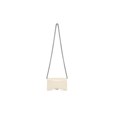 WOMEN'S HOURGLASS WALLET ON CHAIN CROCODILE EMBOSSED IN BEIGE