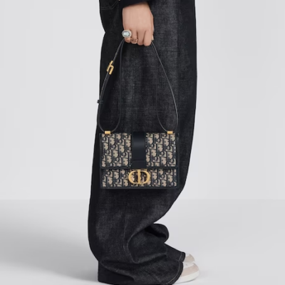 SMALL 30 MONTAIGNE BAG Blue Dior Oblique Jacquard